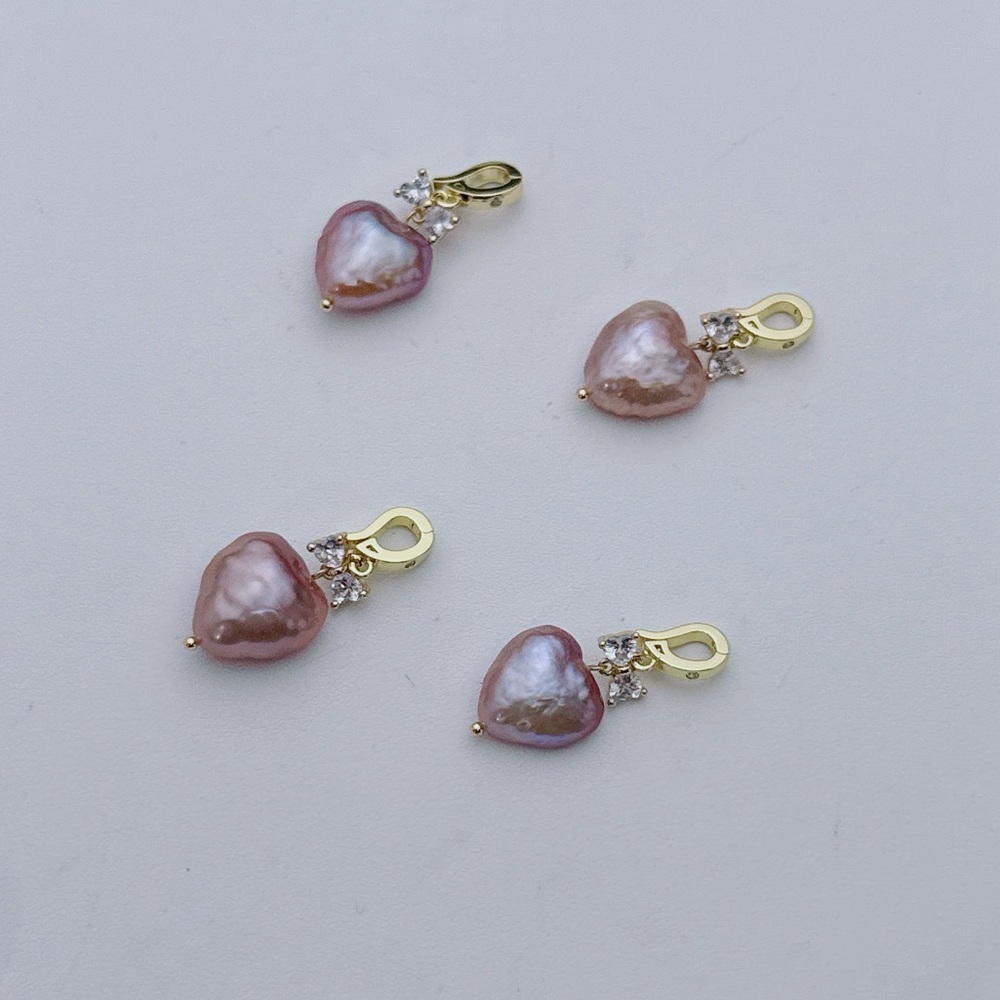 P76 Handmade Heart Shape Freshwater Baroque Pearl Detachable Pendants